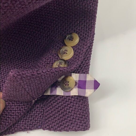 YSL Yves Saint Laurent Silk & Cotton Cropped Purple Coat Sz 12 (F44) - Picture 9 of 16